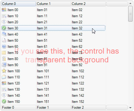 ListView with Transparent Background